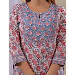 Blusa de Algodón con Estampado Floral Blanco y Rosa para Mujer, Elegante Blusa Larga de Popelina de Seda Bordada, Tallas XS-XL para Primavera y Otoño - Product Image 2