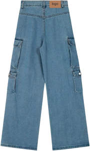 Pantalones de mezclilla Retro Unisex para mujer, pantalones holgados con múltiples bolsillos, estilo superior de brazo largo, ropa de calle informal ligera, diseño de manga larga - Product Image 3