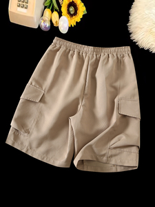 Pantalones Cortos Cargo para Hombre HOWMARK, Cintura Media, Cordón Ajustable, Color Sólido, Tela Oxford Tejida, Casuales, Transpirables, Tipo Bermuda - Product Image 2