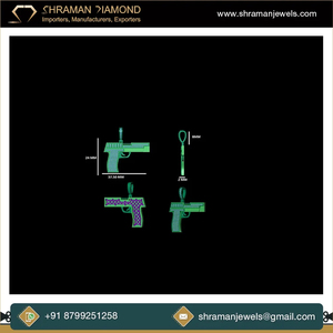 Pendentif personnalisé épais plaqué or 10K, style hip-hop vintage et tendance, minimaliste, motif pistolet glacé avec diamants naturels, bijou raffiné, cadeau pour lui/elle - Product Image 6