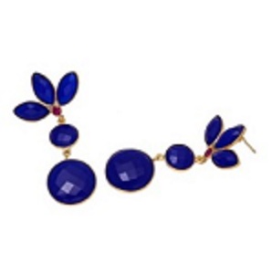 Gema de Calcedonia azul, pendientes de plata de ley 925 con forma de pera y redonda, novedad - Product Image 1