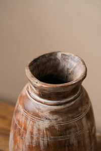 Antiguo Vintage ratán olla lejía acabado hecho a mano moderno jarrón de madera para sala de estar decoración de Navidad jarrones de bambú y madera - Product Image 5