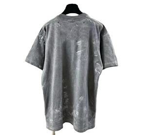 Camiseta lavada con ácido liso, ropa de calle de algodón, ropa de calle Vintage de marca, camiseta de gran tamaño para hombres - Product Image 4