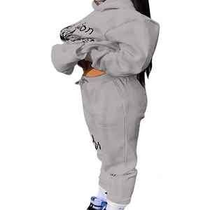 Ropa Deportiva ÚNICA con Logotipo Personalizado, Conjunto Deportivo de 2 Piezas con Capucha, Cortavientos, Ecológico, de Forro Polar, con Cordón Ajustable para Mujer, Otoño-Invierno - Product Image 2