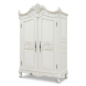 Juego de Cama Rococó Blanco que Incluye Tocador y Silla, Armario Tallado a Mano, Mesita de Noche de Madera, Cama Queen - Product Image 6