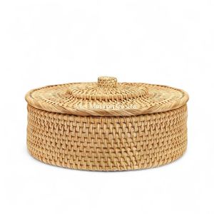 Boîte de rangement en rotin fabriquée à la main avec un motif tissé naturel pour le rangement à domicile et la décoration intérieure - Product Image 3