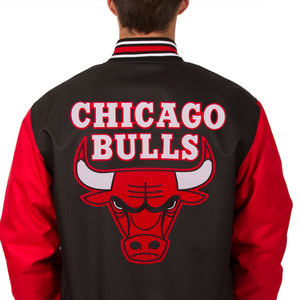 Nouveau design de veste universitaire en gros pour hommes avec contraste de couleur rouge et noir Letterman College Baseball Bomber veste d'hiver - Product Image 6