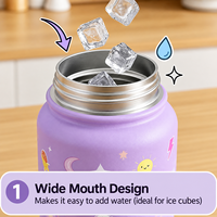 Bouteilles d'eau isothermes en acier inoxydable avec compartiment de rangement discret, design de dessin animé personnalisé, pour la rentrée scolaire