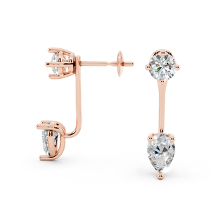 Pendientes de diamantes de oro real Estilo simple de moda Oro liso 10K Pendiente de oro rosa Joyería fina Pendientes de circón al por mayor - Product Image 3