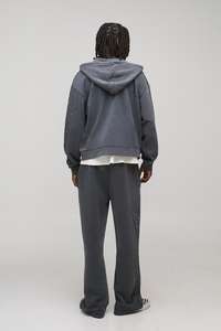 Men Hoodies Rhinestone 100% Cotton Sweatpants and Hoodie Acid Wash Set Oversized Full Zip up Custom Heavyweight for Men - Product Image 3