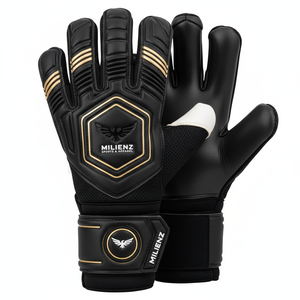 Универсальные регулируемые дышащие профессиональные вратарские перчатки с защитой пальцев, нескользящие, на липучке, для футбола, из полиуретана - Product Image 4