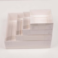 Boîte cadeau vide en carton blanc avec couvercle transparent pour biscuits de Noël, gâteaux, bonbons, vêtements de fête, emballage pour petites entreprises