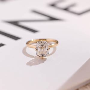 แหวนหมั้นเพชร14K สีทอง1.5กะรัตมรกตแหวนหมั้นเพชรสำหรับผู้หญิงของขวัญวันเกิดได้รับการรับรองโดย IGI - Product Image 1