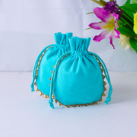 Pochette cadeau en coton bleu ciel de qualité supérieure, avec cordon de serrage réglable, tendance, logo personnalisé, faite à la main, écologique, pour bijoux