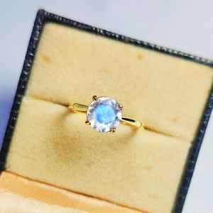 Piedra lunar de corte redondo, piedra preciosa, anillo llamativo de plata, piedra preciosa Natural curativa, anillo de ajuste de punta, anillo bohemio de plata 925 hecho a mano - Product Image 2