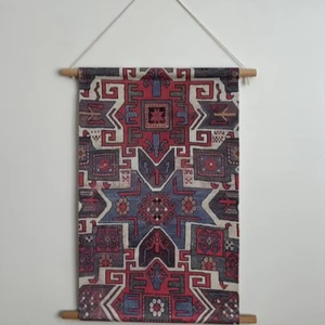 Décalcomanie murale abstraite moderne tissu Kilim tissé à la main lavable pour la décoration de chambre Diwali mariage - Product Image 1