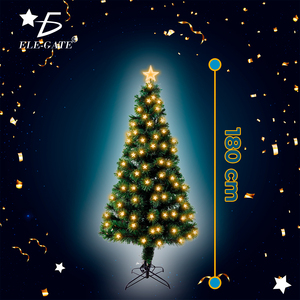 Albero di Natale Artificiale Verde di Alta Qualità 1,80m con Luci a Stella Integrate e Punte a Stella, con Supporto in Metallo - Product Image 1