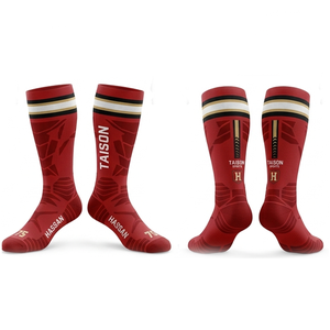 Mens American Football Player <b>Socks</b> 200 GSM Nylon Polyester Spandex Compression <b>Black</b> Knit Panel Design Custom Logo Jacquard - Product Image 2