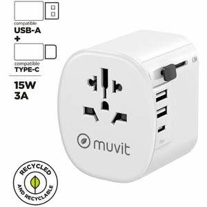 Adaptador de Corriente Universal Tipo-C Muvit MCADP0006 150W/15W Blanco con PD/QC3.0 para Cámara Industrial, Teléfono Móvil y Portátil - Product Image 3