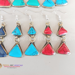 ต่างหูแบบชนเผ่า kuchi ของอัฟกานิสถานเครื่องประดับแฟชั่นทำด้วยมือแบบดั้งเดิมสำหรับผู้หญิง - Product Image 4