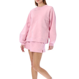 เสื้อกีฬาแขนยาวแบบสวมหัวของผู้หญิง, เสื้อกันหนาวแฟชั่นใหม่สีพื้นไซส์ใหญ่พิเศษโลโก้ด้านหน้าสไตล์ลำลอง - Product Image 6