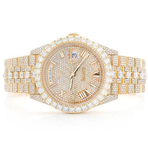 Montre de luxe hip-hop tendance, entièrement sertie de diamants en moissanite, en acier inoxydable carré, à quartz - Product Image 1