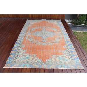พรมขนาด 5.6x8.8 ฟุต, พรมตุรกีโบราณขนาดใหญ่, พรมขนสัตว์สีส้ม - Product Image 1