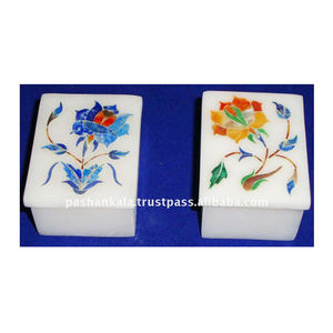 สี่เหลี่ยมผืนผ้ารูปร่างที่ดีที่สุดคุณภาพขัดสีขาวหินอ่อนฝังกล่องเครื่องประดับใช้สำหรับธุรกิจของขวัญและจัดเก็บเครื่องประดับ - Product Image 1