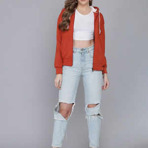 2025 sweat à capuche zippé classique pour femmes avec manches longues sport décontracté haut à capuche court pour l'hiver meilleure qualité avec Oem - Product Image 6