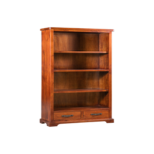 Bibliothèque contemporaine en bois massif de la marque YARRAR avec 2 tiroirs pour le bureau à domicile et le salon - Product Image 2