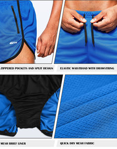 กางเกงขาสั้นผู้ชายผ้าฝ้ายทนทานผสมกับเย็บเสริมและกระเป๋าลึกสร้างขึ้นสำหรับใช้ออกกำลังกายในยิมที่ทนทาน - Product Image 5