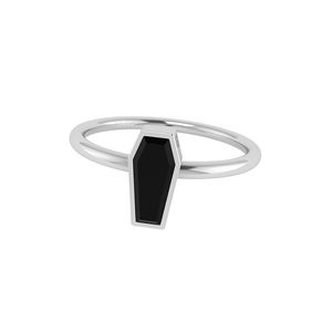 Forma de ataúd de Plata de Ley 925, anillo apilable de turmalina negra, ajuste de bisel, regalo de boda de aniversario de compromiso de moda - Product Image 2
