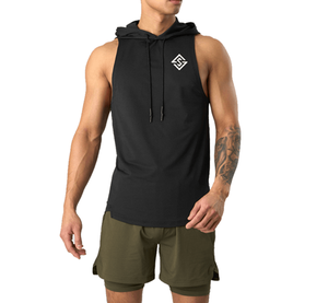 Men Workout Hooded Tank Tops Sports Bodybuilding Stringer Muscle Cut Off T Shirt Men's <b>Sleeveless</b> Gym <b>Hoodies</b> - Product Image 1
