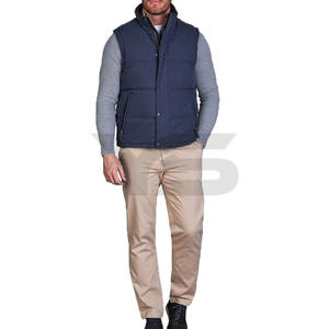 Veste d'hiver sans manches Veste coupe-vent et respirante avec col montant Motif solide Fermeture à glissière Tissu enduit anti-rétrécissement - Product Image 2
