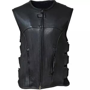 Vente en gros Nouvelle mode pour hommes Gilet en cuir véritable Gilet avec logo personnalisé et design Gilet sans manches pour hommes - Product Image 4
