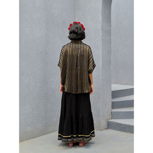 Simhika Striped Bohemian Knit Crop <b>Top</b> <b>and</b> <b>Skirt</b> Set - Product Image 4