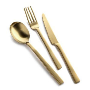 Wholesale Customized Logo Stainless Steel Gold Finishing Dinnerware Set Metal Cutlery Spoons & <b>Forks</b> for Weddings - Product Image 1