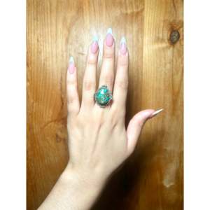 Handmade Boho Gemstone <b>Ring</b> Navajo Created Red Skin Turquoise & Sterling <b>Silver</b> <b>Emerald</b> Cut Diamond Shape Size 7.5 Everyday Wear - Product Image 5