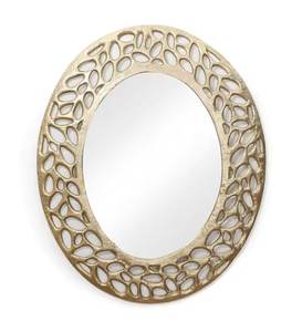 Espejo de pared de Metal decorativo de forma ovalada con acabado dorado para el hogar, sala de estar, baño, decoración, espejo de pared hecho a mano - Product Image 5