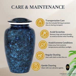 โกศบรรจุอัฐิสีน้ำเงินลายพิมพ์สไตล์ยุโรป เป็นมิตรกับสิ่งแวดล้อม ทนทาน สำหรับบรรจุอัฐิมนุษย์ พร้อมดีไซน์ปรับแต่งได้ ความจุ 220 คิวบิกอินช์ - Product Image 4