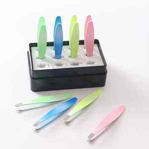 Mini pince à sourcils inclinée en acier inoxydable personnalisée de qualité supérieure disponible en couleurs personnalisées produit de haute qualité - Product Image 1