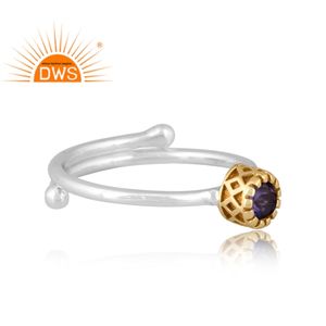 แหวนอัญมณีไอโอไลต์ธรรมชาติคุณภาพดีดีไซน์ทำด้วยมือ - Product Image 3