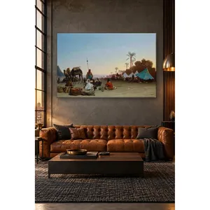 Impression sur toile « Dîner dans un camp dans le désert avec des palmiers » de Fida Frere - Product Image 3