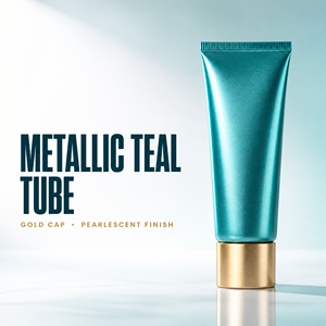 <span class=keywords><strong>Tubo</strong></span> Cosmetico Metallizzato Teal con Tappo Dorato, <span class=keywords><strong>Tubo</strong></span> in Plastica Perlato, Stampa Logo Personalizzata, Confezione OEM per Prodotti Skincare - Product Image 2