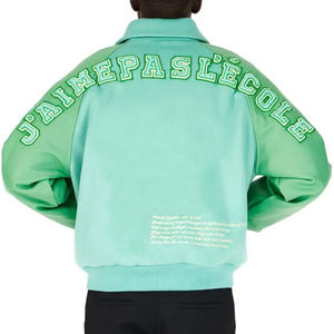 Veste de baseball personnalisée OEM Veste universitaire Letterman de baseball vintage à manches en cuir brodé d'un patch en chenille pour hommes - Product Image 2