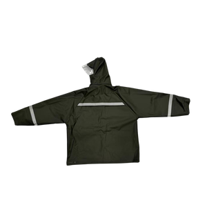 Chaqueta de Pesca Resistente de PVC Verde Militar de 0.45mm con Franjas Reflectantes, Capucha Integrada y Malla Transpirable, la Mejor para Buceo, Impermeable - Product Image 3