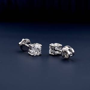 Lili Cut Diamond Screw Back Stud Pendientes 2 quilates Lab Grown Diamond Pushback Pendientes para mujeres Tiny Bridal Pendientes para regalo - Product Image 3