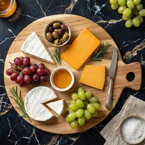 Planche à découper en bois d'acacia faite à la main Planche à découper en bois avec poignée Naturelle Robuste Durable Planche de cuisine pour servir et couper - Product Image 1