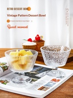 Bol en verre rétro sculpté et gaufré motif tournesol, style Instagram, de luxe léger et écologique, pour la maison, pour glaces, coupes glacées, yaourts et flocons d'avoine
