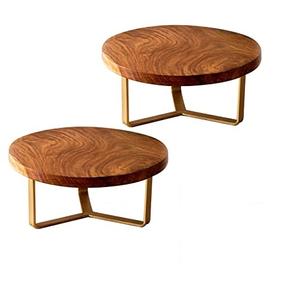 ที่วางขนมหวานไม้ตกแต่งสไตล์โดดเด่น รูปทรงโค้งมน 2 ชั้น สำหรับใช้ในบ้าน  ตกแต่งด้วยวอลนัท - Product Image 2